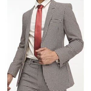 ASOS Design Men's Super Skinny Suit Jacket Brown Dogstooth Sz. 44 Regular NEW